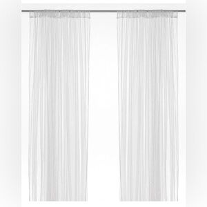 IKEA lill mesh Sheer White Window Curtain Panels - 110” x 98” NEW